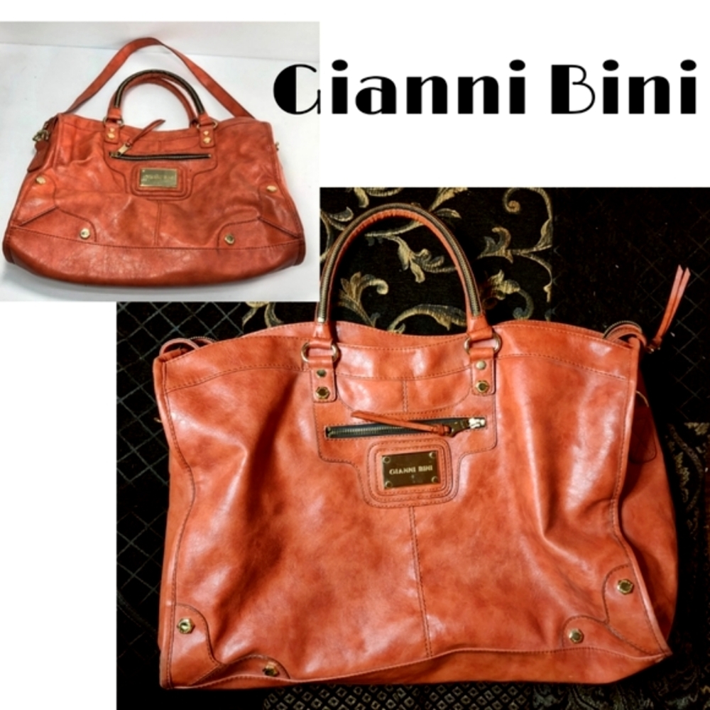 Gianni Bini burnt orange leather tote.  Xl.